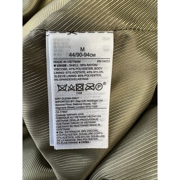 Banana Republic Olive Satin Bomber Jacket Zip Front Drawstring Hem Size M - Picture 10 of 10